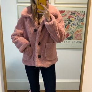Zara pink Sherpa teddy coat